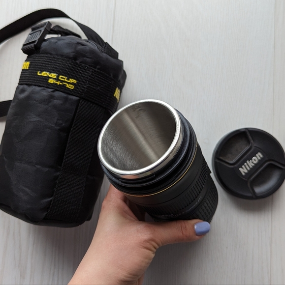 Camera Lens Style Thermal Tumbler With Carrying Pouch - Picture 4 of 4